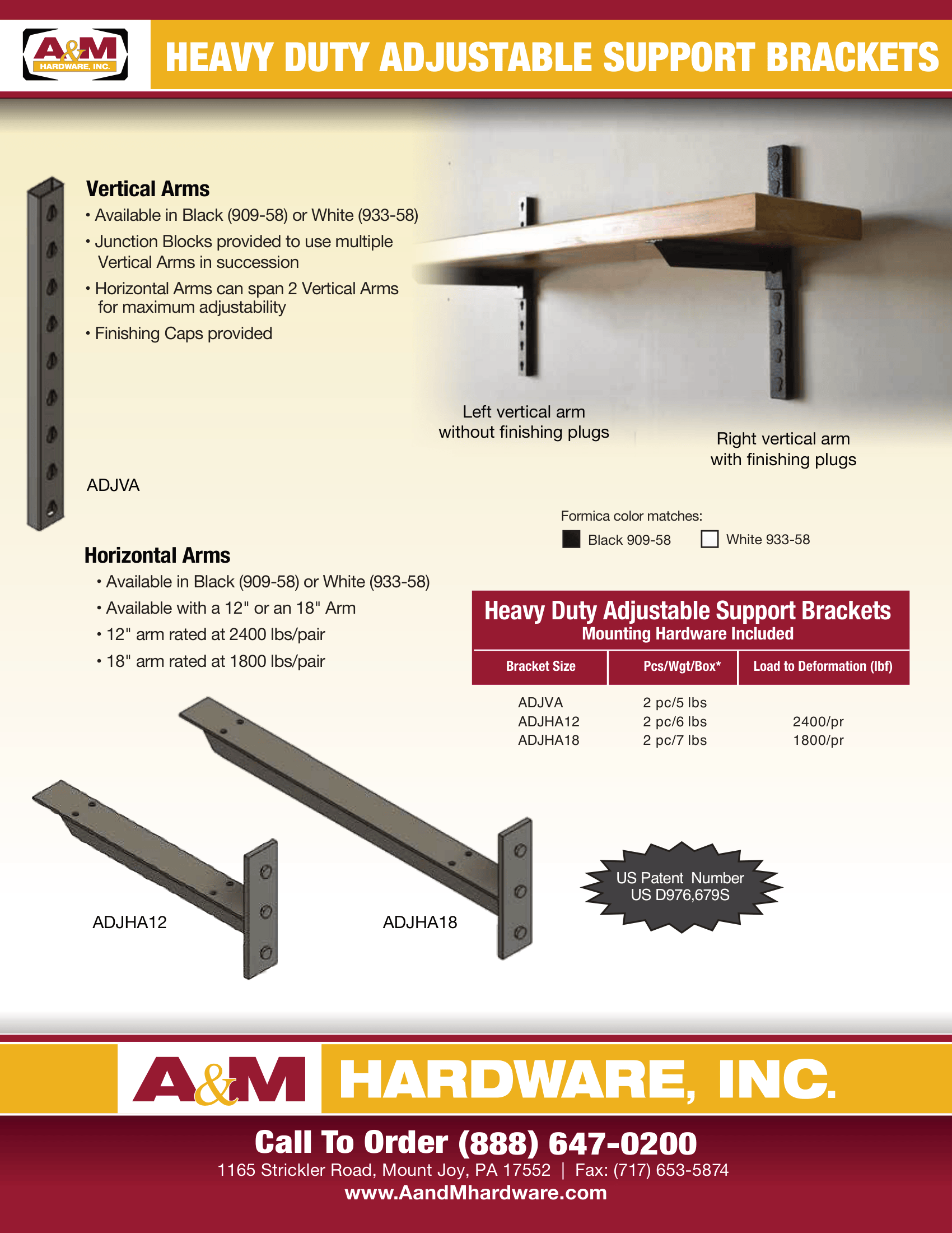 2D Heavy Duty Adjustable Support Bracket Drawings | A&M Hardware