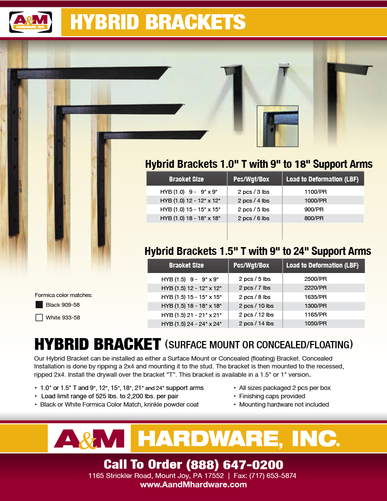 2D Hybrid Bracket Drawings | A&M Hardware