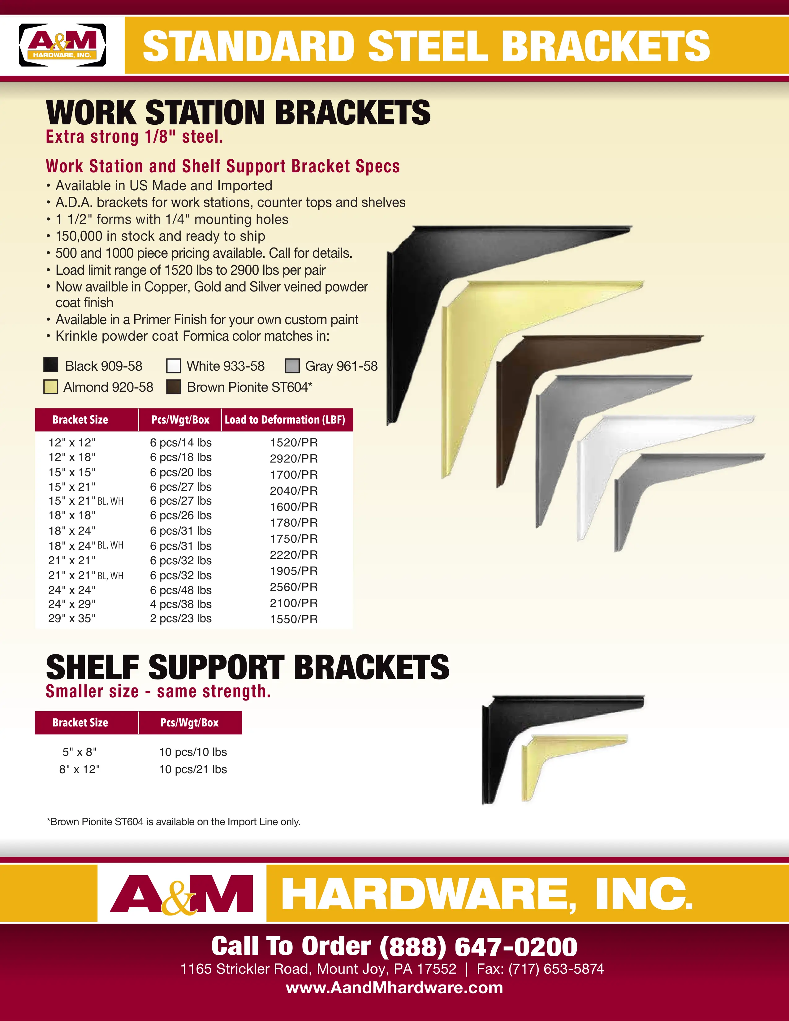 Normal Utility Brackets Standard Bracket Applications | A&M Hardware