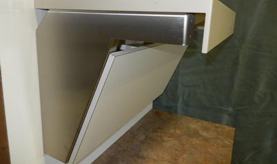 An installed stainless steel bracket