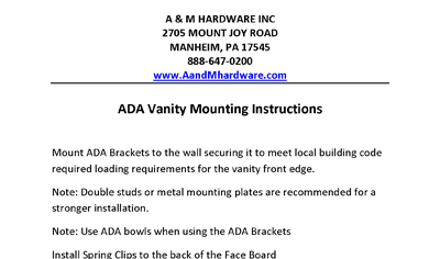 ADA vanity bracket mounting instructions