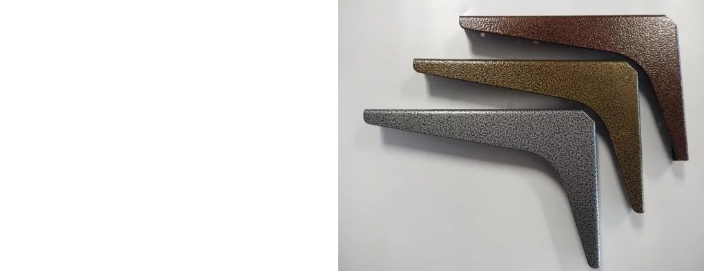 Powder coated standard brackets in gold, silver and copper