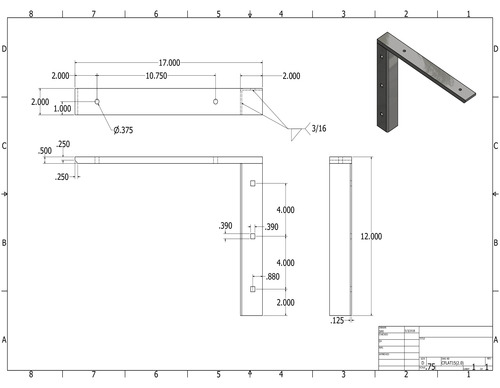CFLAT15 (2.0) 2-D concealed flat bracket drawing
