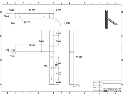 ECFLAT15 (2.0) 2-D concealed flat bracket drawing